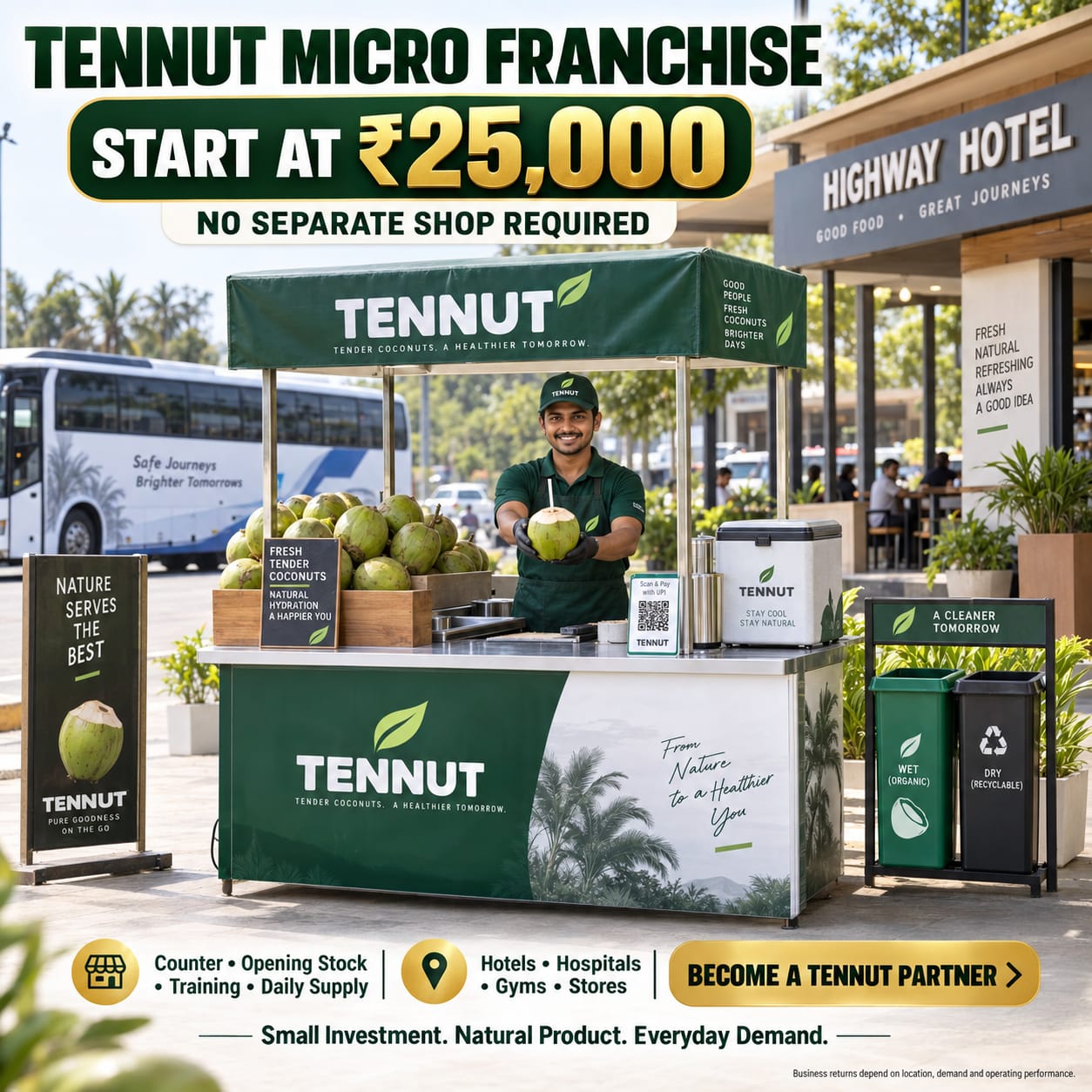 Start a Tender Coconut Micro Point from ₹10,000: How TENNUT Partners Work